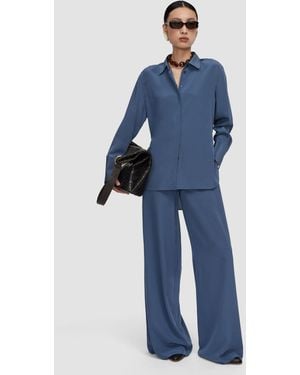 JOSEPH Bold Crepe De Soie Silk Blouse - Blue