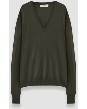 JOSEPH Cashair V Neck Jumper - Green