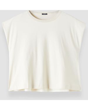 JOSEPH Cotton Poplin Jersey Round Neck T-Shirt - White