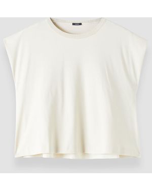 JOSEPH Cotton Poplin Jersey Round Neck T-Shirt - White