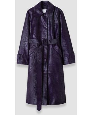 JOSEPH Auger Embossed Croc Calf Hair Coat - Blue