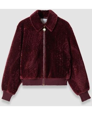 JOSEPH Alpes Short Hair Shearling Jacket - Red