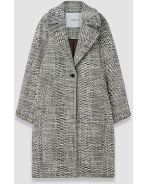 JOSEPH Florent Crosshatch Virgin Wool Coat - Grey