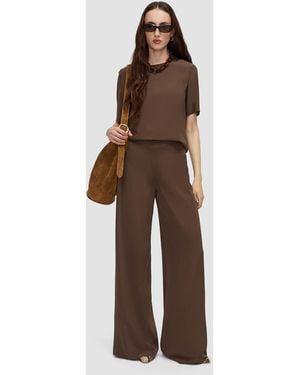 JOSEPH Rihani Crepe De Soie Silk Trousers - Brown