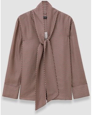 JOSEPH Adele Printed Silk Blend Blouse - Brown