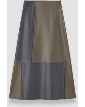 JOSEPH Cezanne Overlay Nappa Leather Skirt - Grey