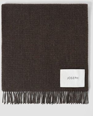 JOSEPH Flora Waffle Wool Scarf - Brown