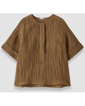 JOSEPH Yani Fluid Crinkle Blouse - Brown