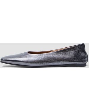 JOSEPH Metallic Leather Ballerinas - White