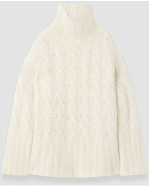JOSEPH Fortin Hand Knitted Cable Mohair Jumper - White