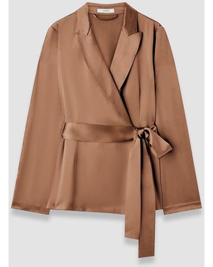 JOSEPH Archer Silk Satin Jacket - Brown