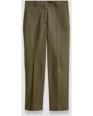 JOSEPH Leather Stretch Coleman Trousers - Green