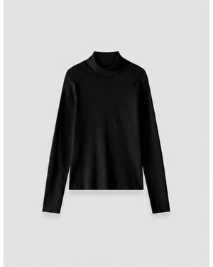 JOSEPH Lola Silk Stretch High Neck Top - Black