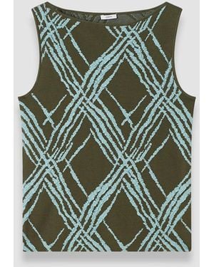 JOSEPH Aouda Check Cotton Silk Knit Top - Green