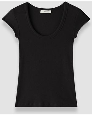 JOSEPH Saba Cotton Rib Top - Black