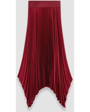 JOSEPH Ade Knit Weave Plissé Skirt - Red