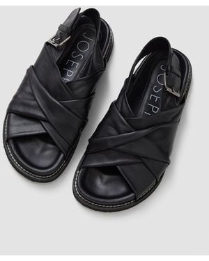 JOSEPH Leather Jazzy Strap Sandals - Black