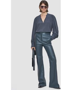 JOSEPH Tafira Leather Stretch Trousers - Blue