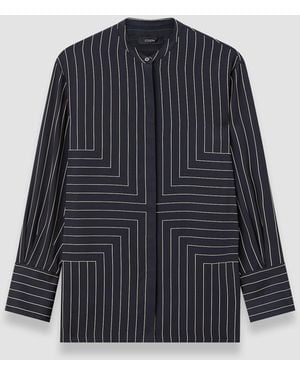 JOSEPH Athena Geometric Print Silk Blouse - Blue