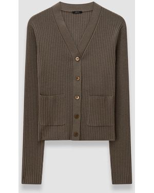JOSEPH Merino Rib Knit Cardigan - Natural