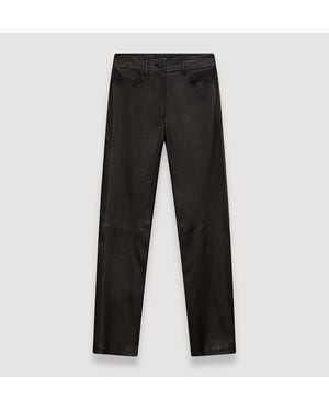 JOSEPH Leather Stretch Teddy Trousers - Black