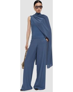 JOSEPH Sarry Crepe De Soie Silk Scarf - Blue