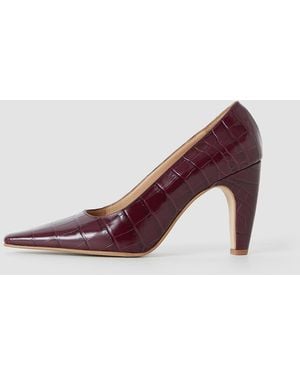 JOSEPH Zina Croc Leather High Heel Shoes - Pink