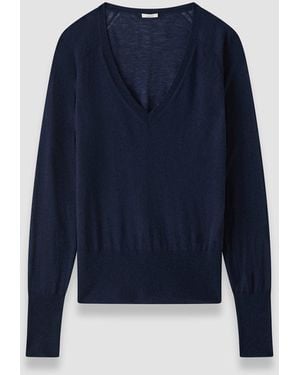JOSEPH Cetus Cashair V Neck Jumper - Blue