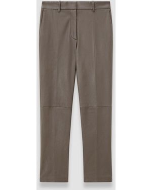 JOSEPH Coleman Leather Stretch Trousers - Grey