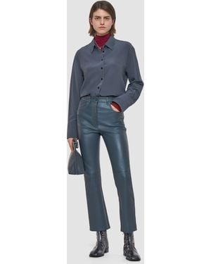 JOSEPH Duke Leather Stretch Trousers - Blue