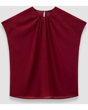 JOSEPH Broca Sheer Fine Wool Blouse - Red