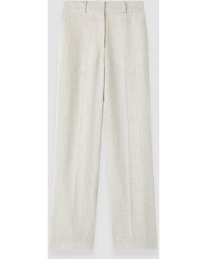JOSEPH Arven Textured Cotton Linen Trousers - White