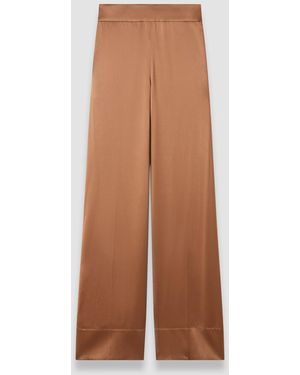 JOSEPH Dijon Silk Satin Trousers - Brown