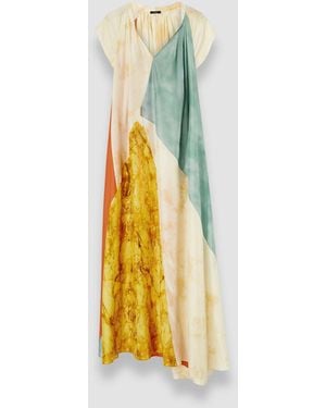 JOSEPH Tulipa Planchart Print Silk Dress - Metallic