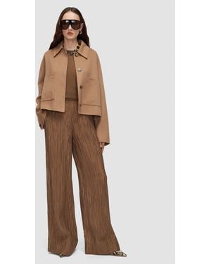 JOSEPH Selene Fluid Crinkle Trousers - Brown