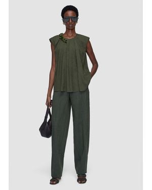 JOSEPH Taddart Jacquard Silk Top - Green