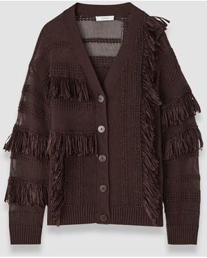 JOSEPH Cardigan Musa En Coton À Franges Raphia - Blanc