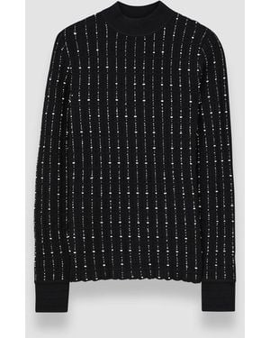 JOSEPH Fragmented Stripes Mock Neck Top - Black