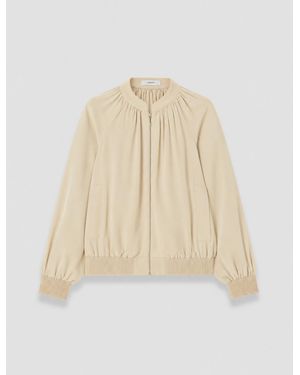 JOSEPH Mira Satin Twill Bomber Jacket - Natural