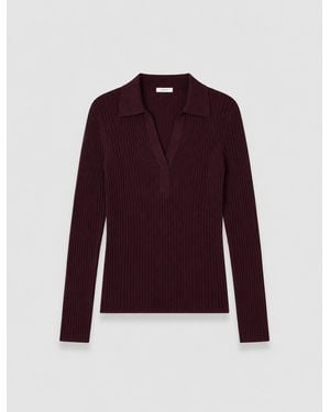 JOSEPH Merino Wool Rib Polo - Red