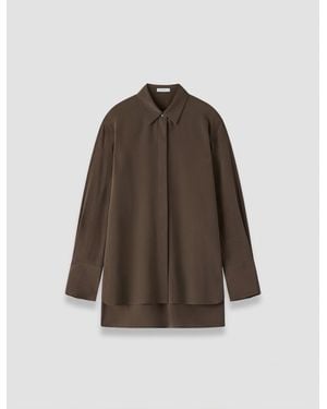 JOSEPH Bold Crepe De Soie Silk Blouse - Brown