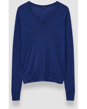 JOSEPH Cashair V Neck Jumper - Blue