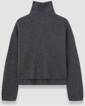 JOSEPH Light Cardigan Stitch High Neck Jumper - Blue