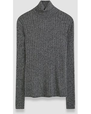 JOSEPH Pull Col Montant En Maille Côtelée Et Torsadée - Gris