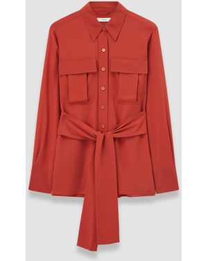 JOSEPH Yas Crepe De Soie Silk Shirt - Red