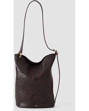 JOSEPH Bucket Woven Leather Bag - White