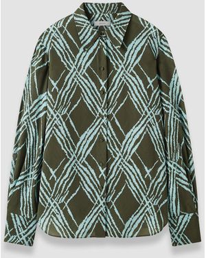 JOSEPH Sina Open Weave Silk Blouse - Green