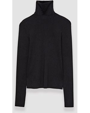JOSEPH Silk Stretch High Neck Top - Black