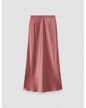 JOSEPH Isaak Long Silk Satin Skirt - Red