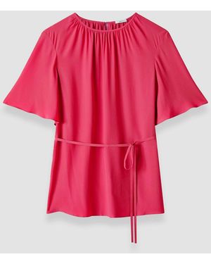 JOSEPH Libby Silk Blend Crepe Top - Red